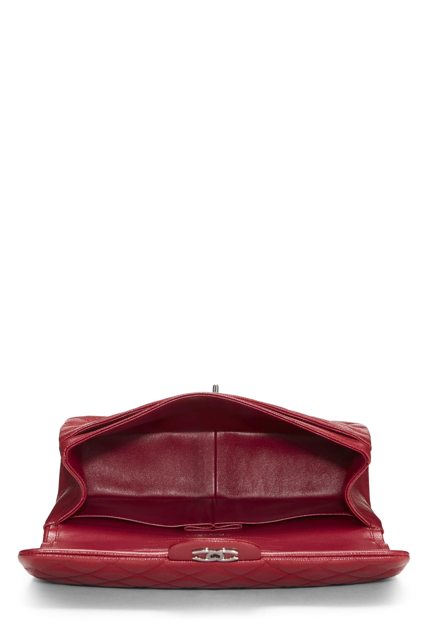 Chanel,  Red Quilted Caviar New Classic Double Flap Jumbo, Red