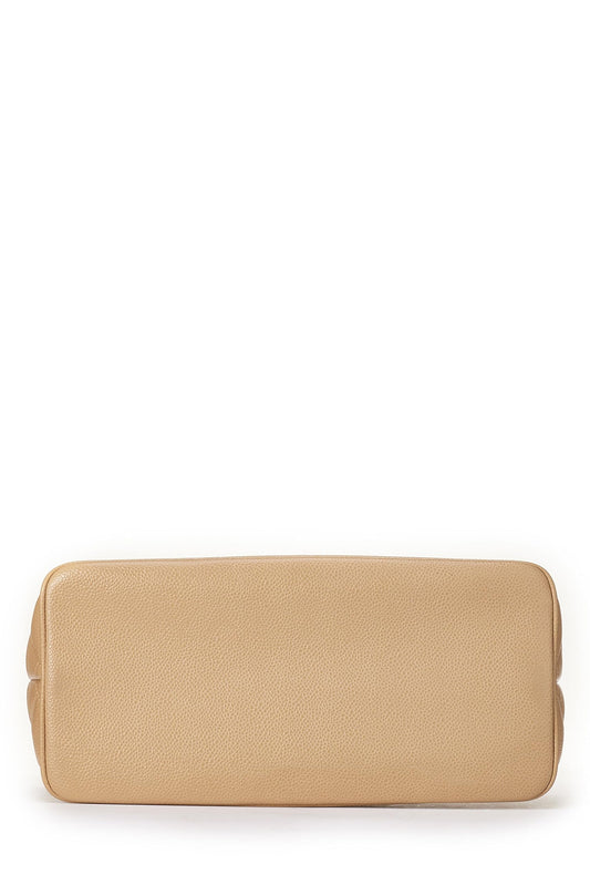 Chanel,  Beige Quilted Caviar Medallion Tote, Beige