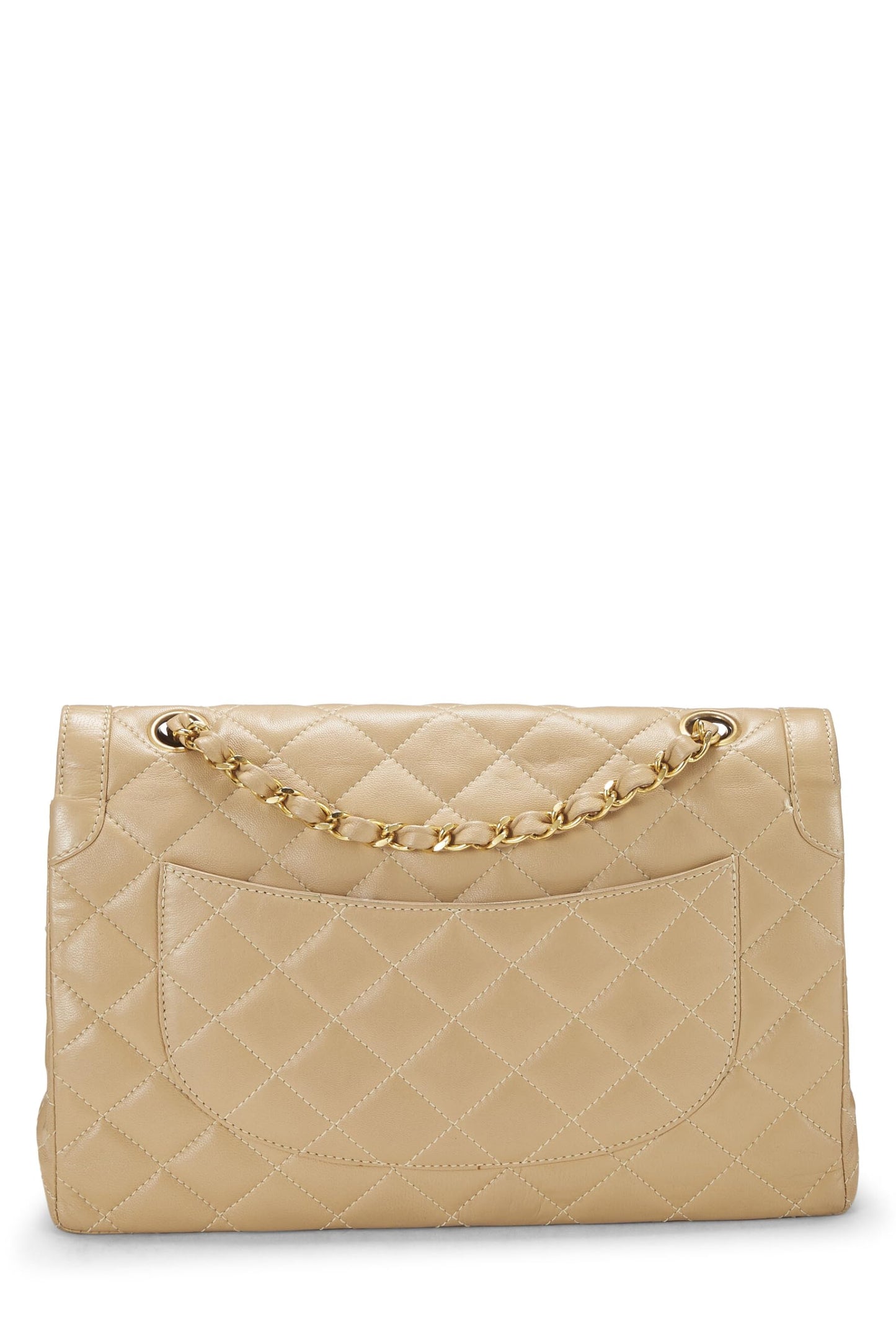Chanel,  Beige Quilted Lambskin Paris Limited Double Flap Medium, Beige