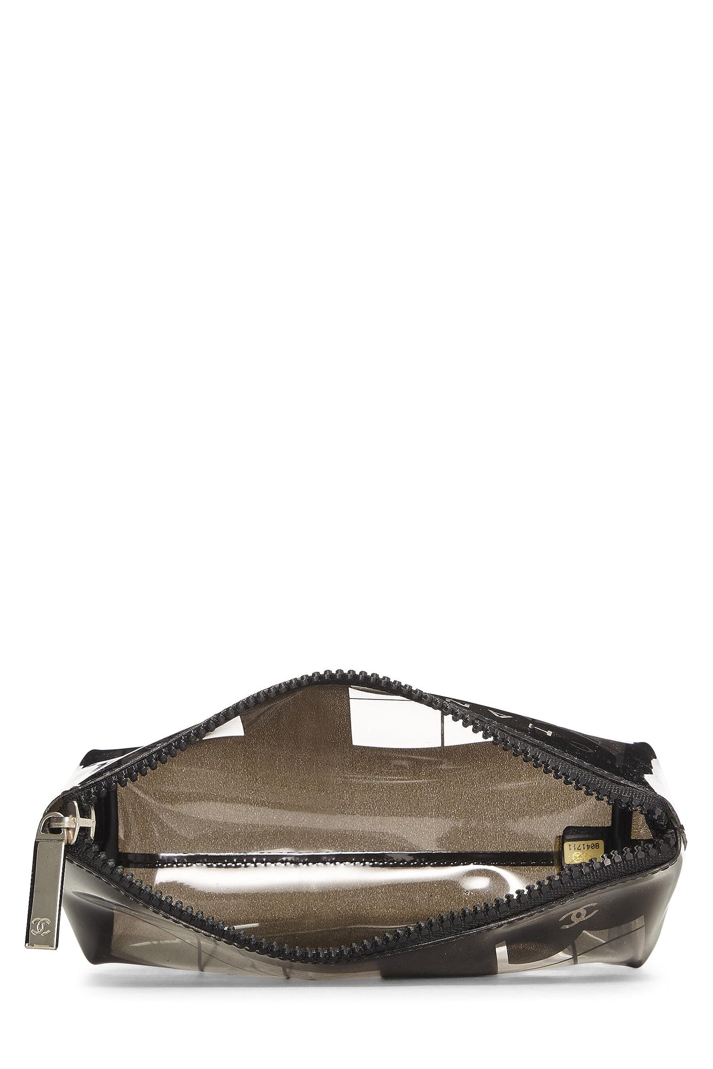 Chanel  Clear & Black Vinyl Luxury Chanel Maison Pouch, Black