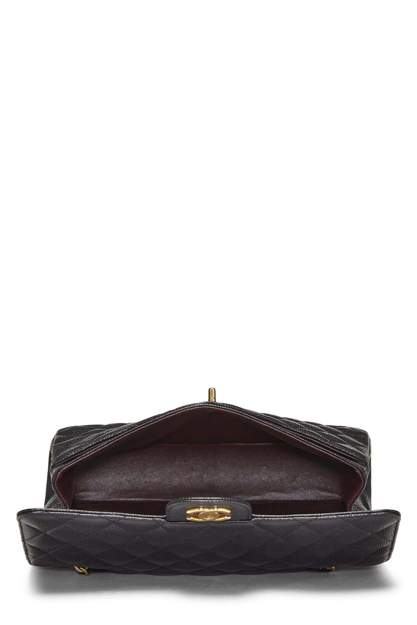 Chanel,  Black Quilted Caviar Classic Double Flap Medium, Black
