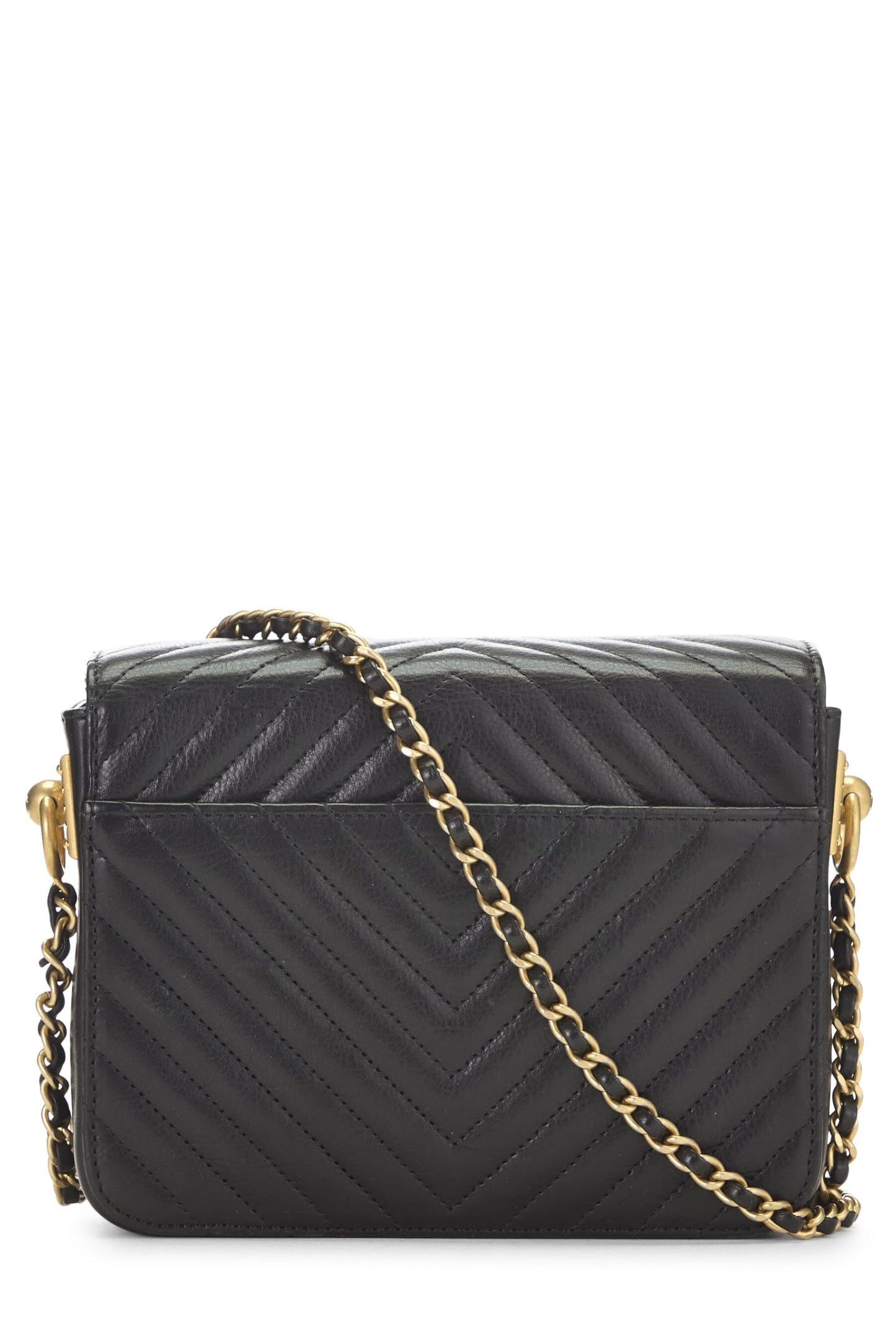 Chanel,  Paris-Cosmopolite Black Chevron Calfskin Rock the Corner Minaudiere, Black