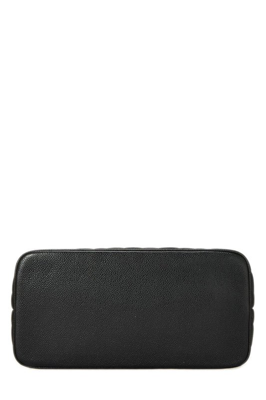 Chanel,  Black Quilted Caviar Medallion Tote, Black