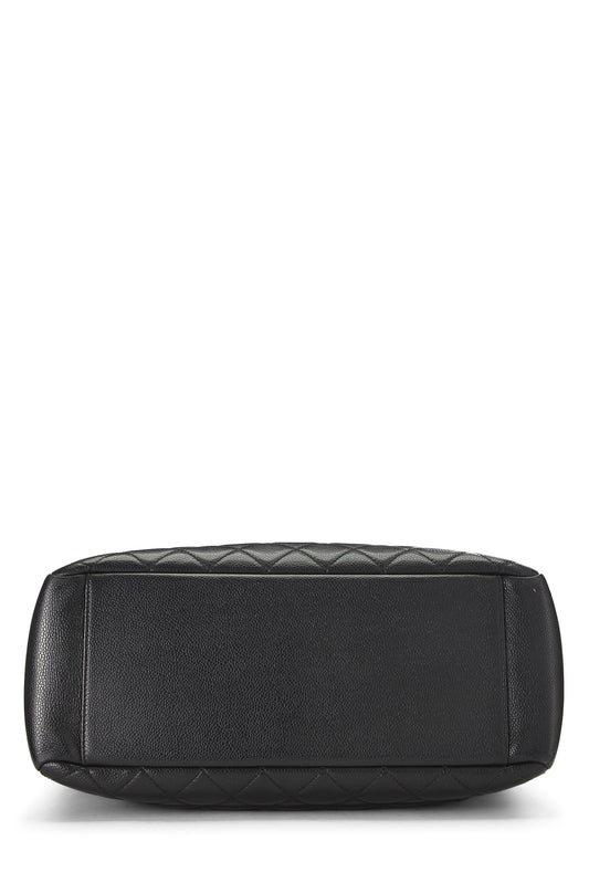 Chanel,  Black Quilted Caviar Grand Shopping Tote (GST), Black