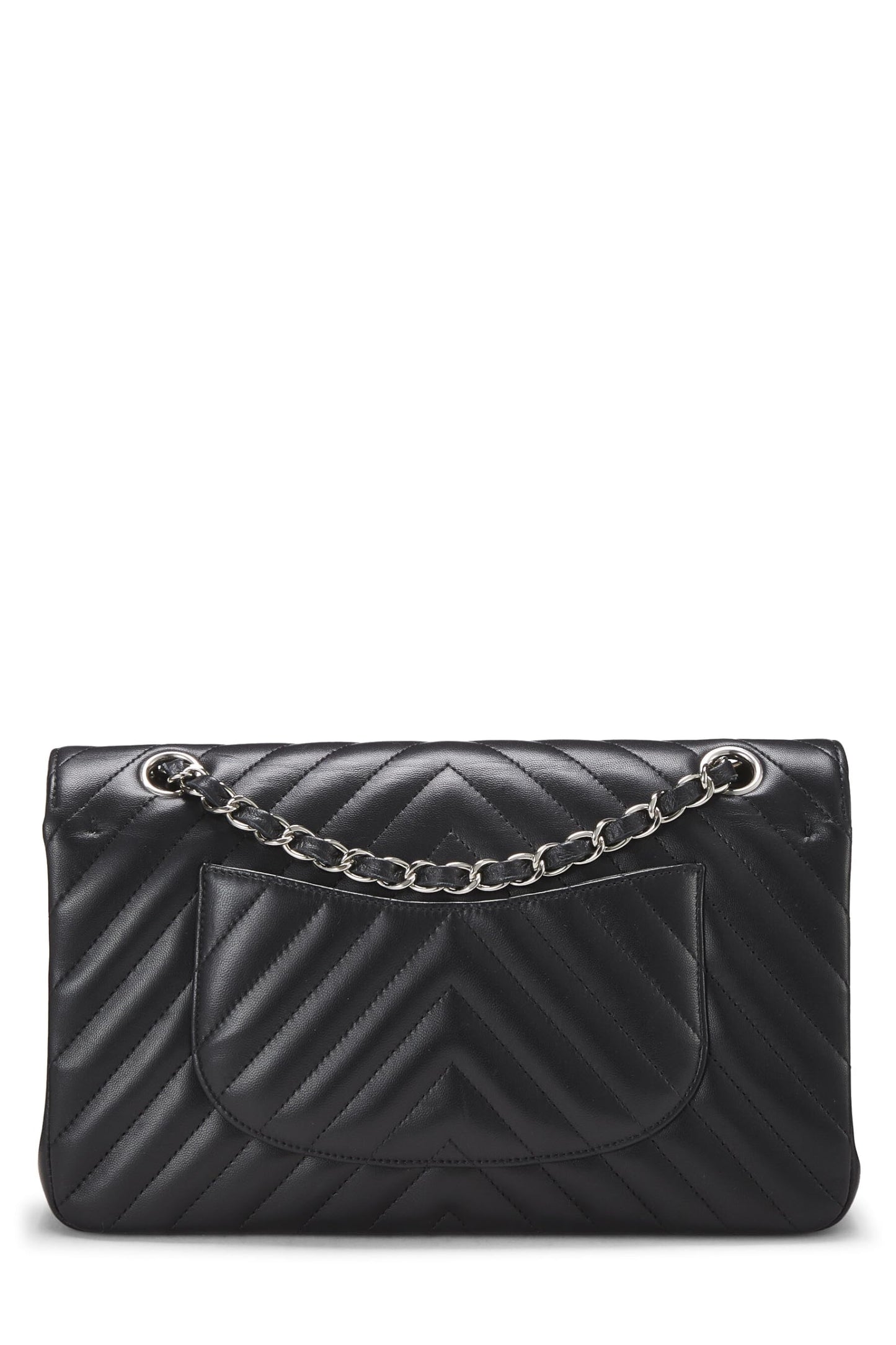 Chanel,  Black Chevron Lambskin Classic Double Flap Medium, Black