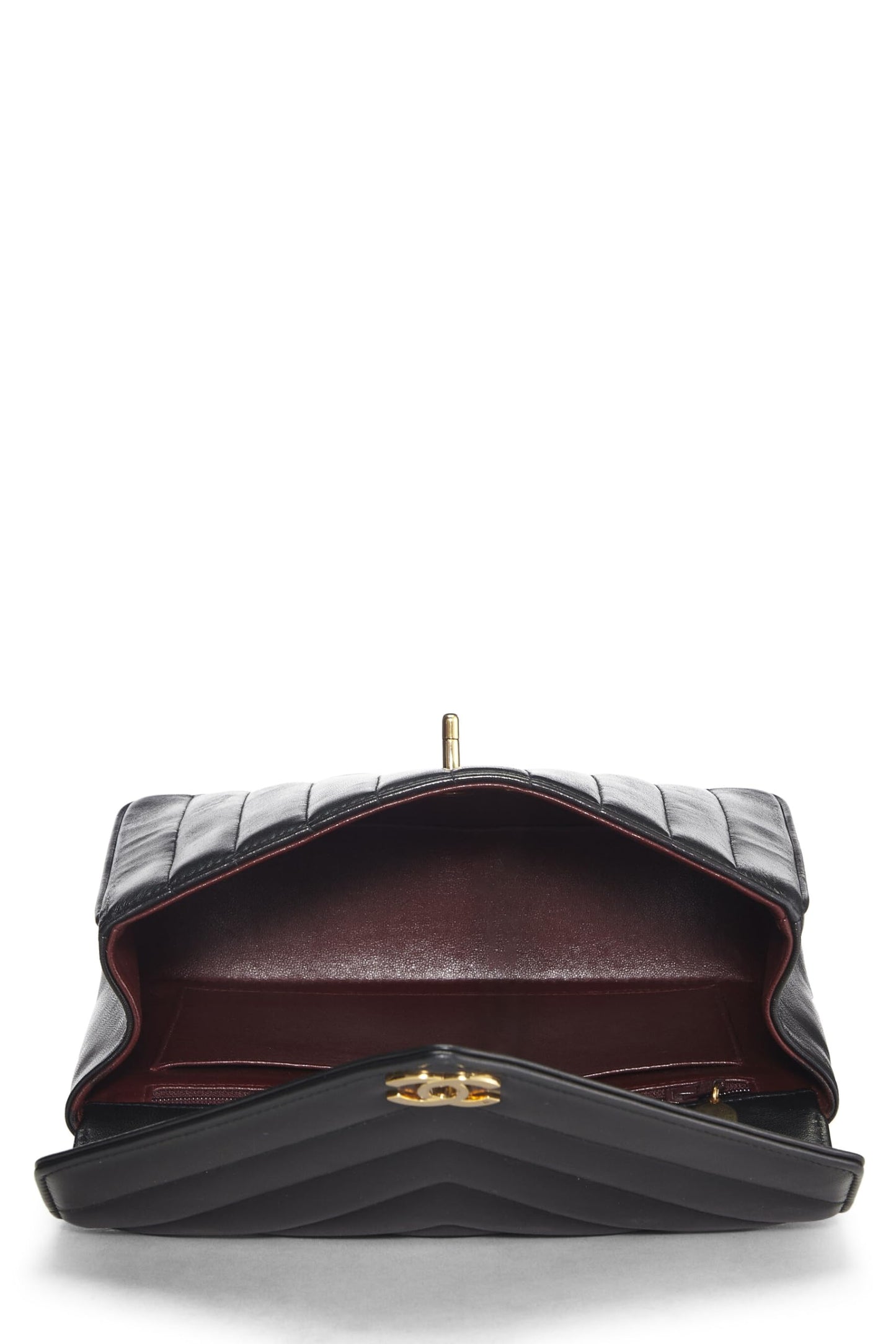 Chanel,  Black Chevron Lambskin Envelope Flap Small, Black