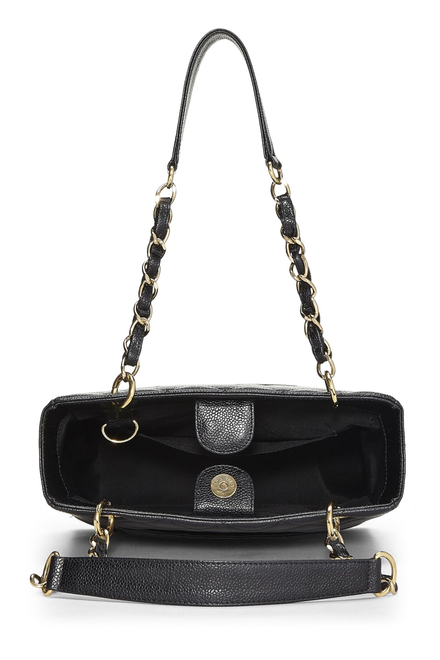 Chanel,  Black Quilted Caviar Petite Shopping Tote (PST), Black
