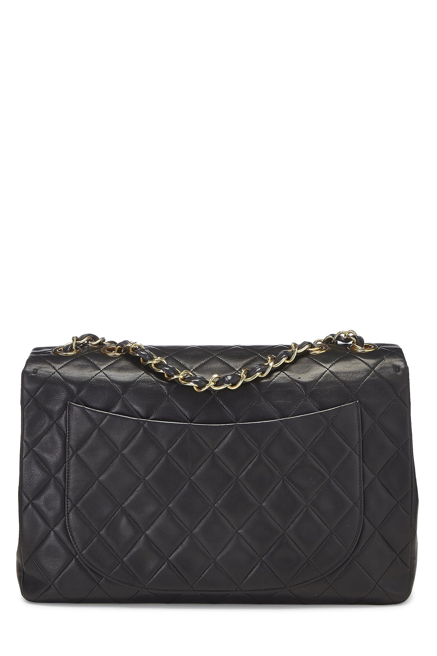 Chanel,  Black Quilted Lambskin Half Flap Maxi, Black