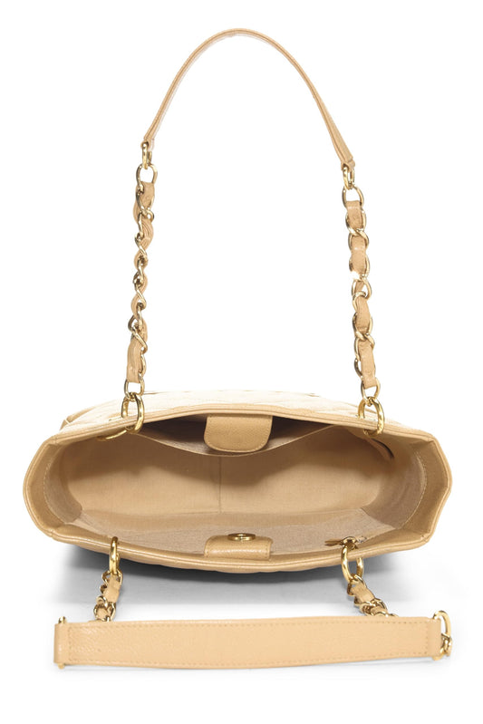 Chanel,  Beige Quilted Caviar Petite Shopping Tote (PST), Beige