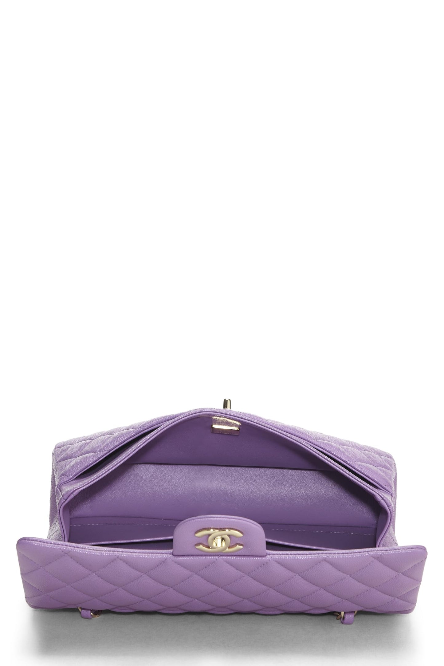 Chanel,  Purple Quilted Caviar Classic Double Flap Medium, Purple
