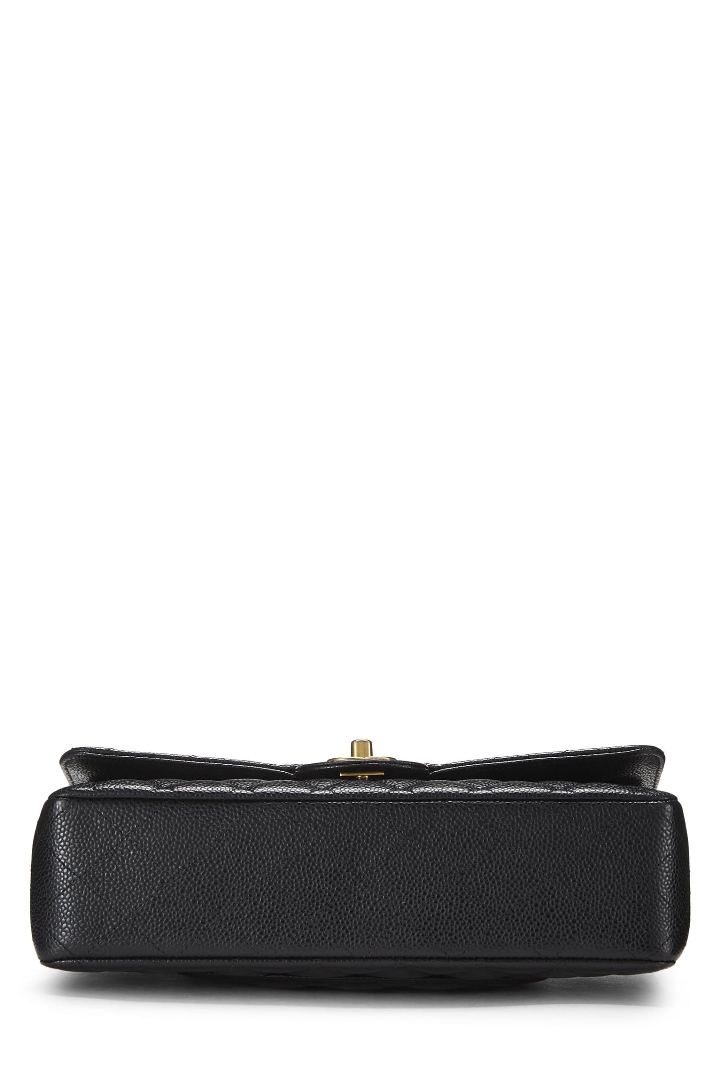 Chanel,  Black Quilted Caviar Classic Double Flap Medium, Black