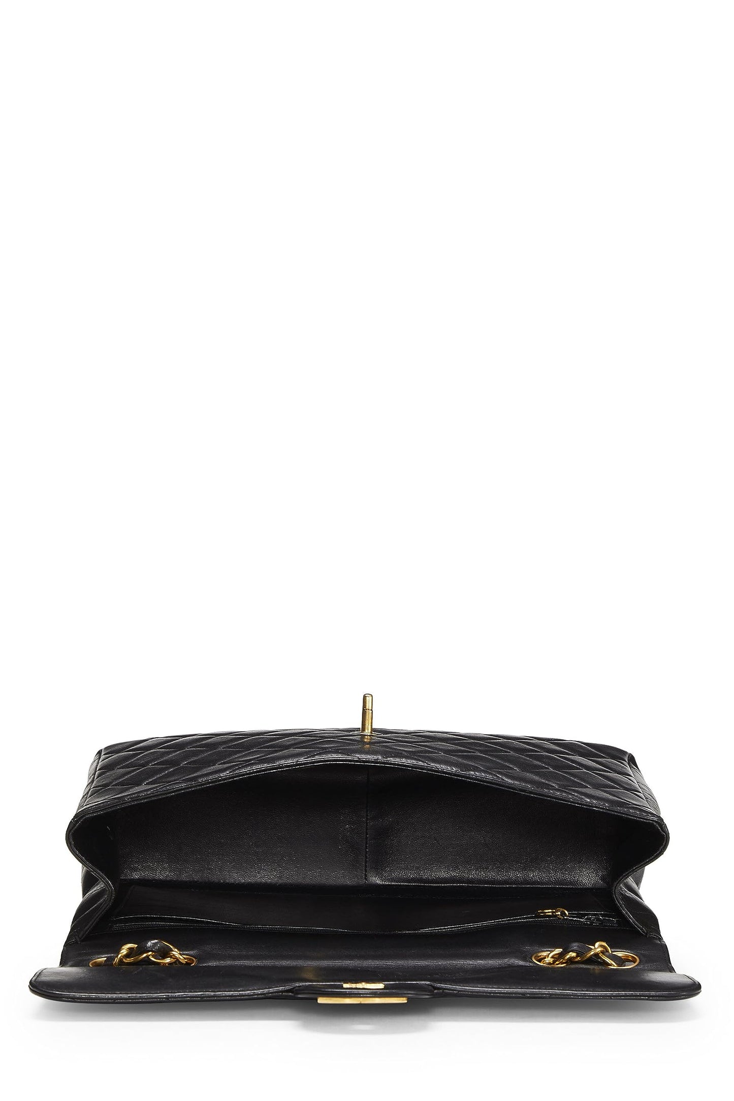Chanel,  Black Quilted Lambskin Half Flap Jumbo, Black