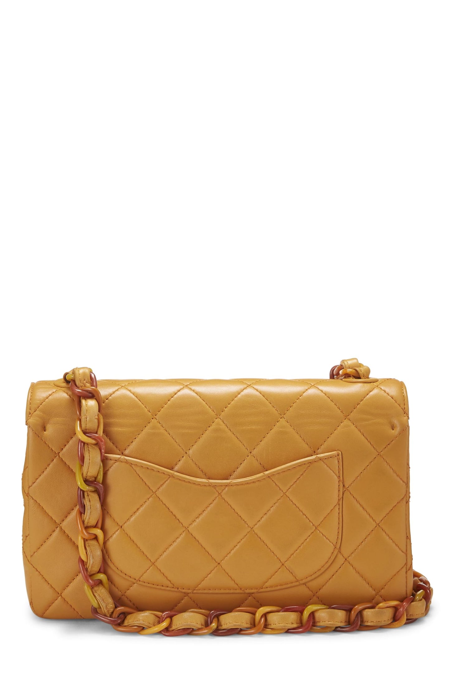 Chanel,  Orange Lambskin Bekko Chain Flap Medium, Orange