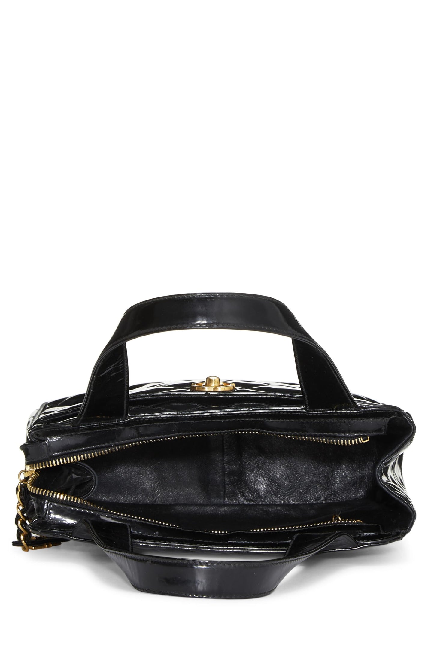 Chanel,  Black Quilted Patent Leather Handbag Small, Black
