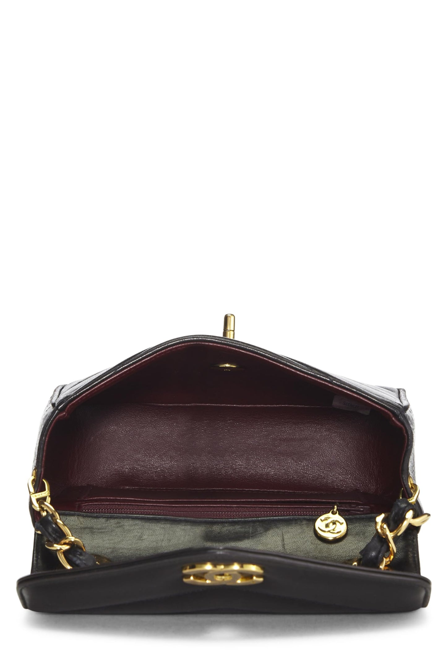 Chanel,  Black Chevron Lambskin Envelope Flap Mini, Black