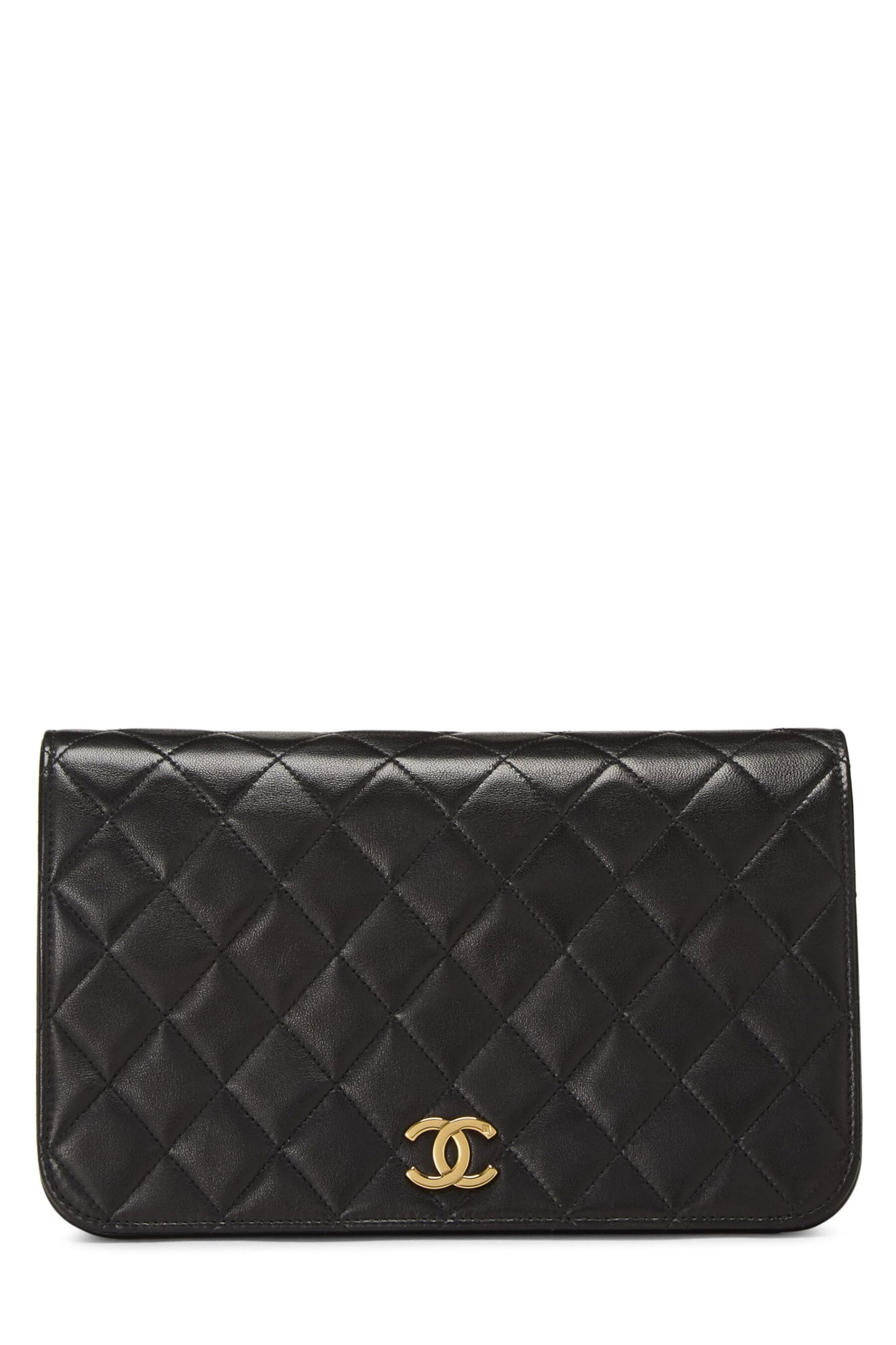 Chanel,  Black Quilted Lambskin Snap Full Flap Small, Black
