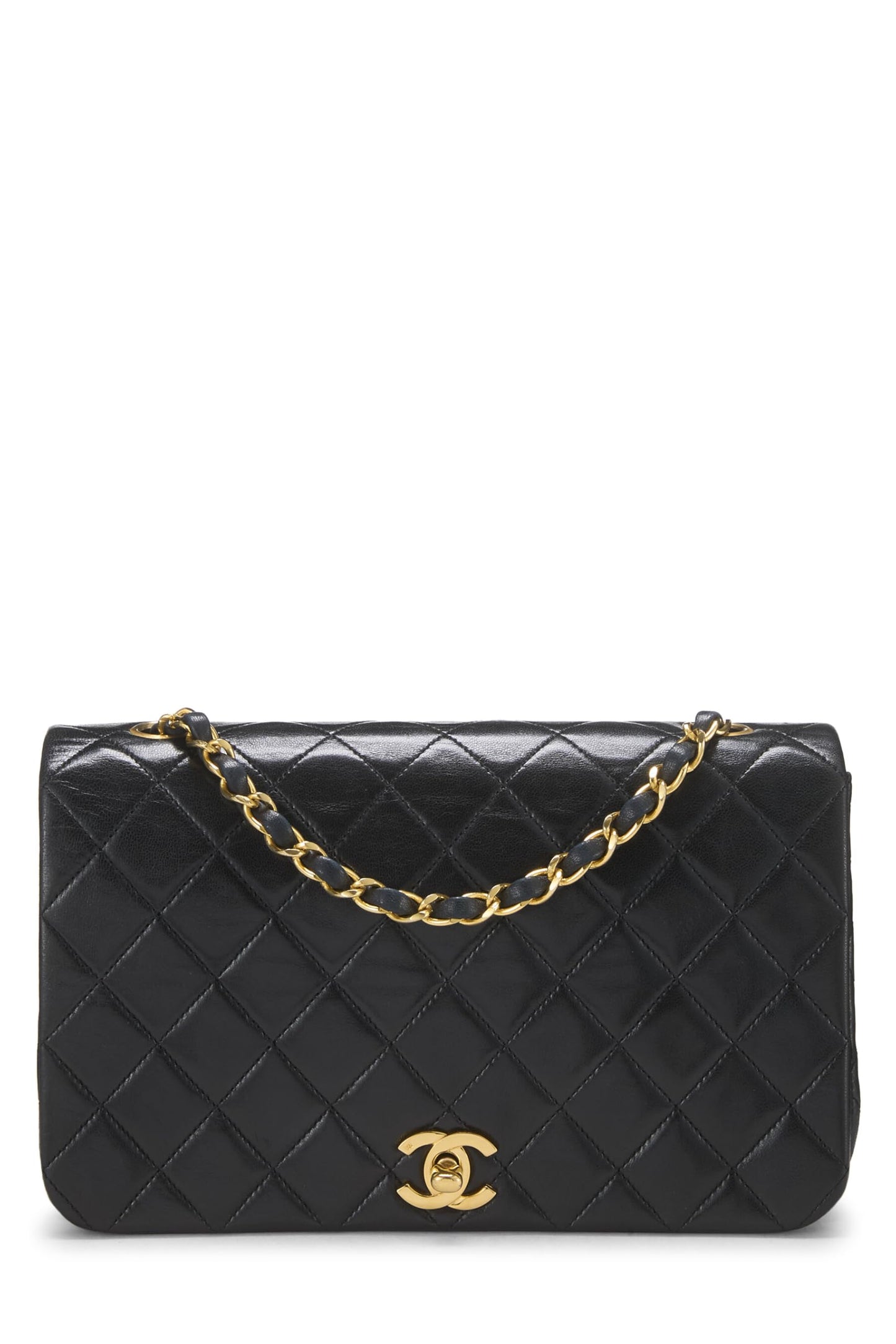 Chanel,  Black Quilted Lambskin Full Flap Small, Black