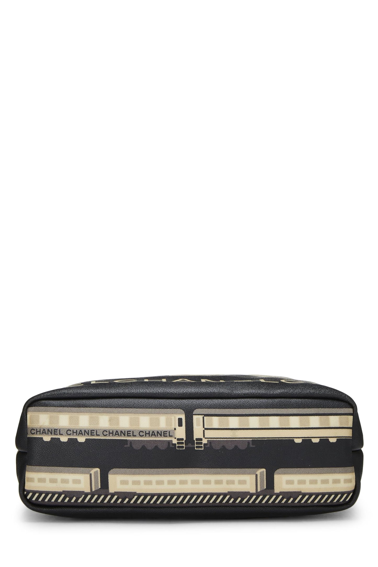 Chanel,  Black & Multicolored Coated Canvas Le Train Tote, Black