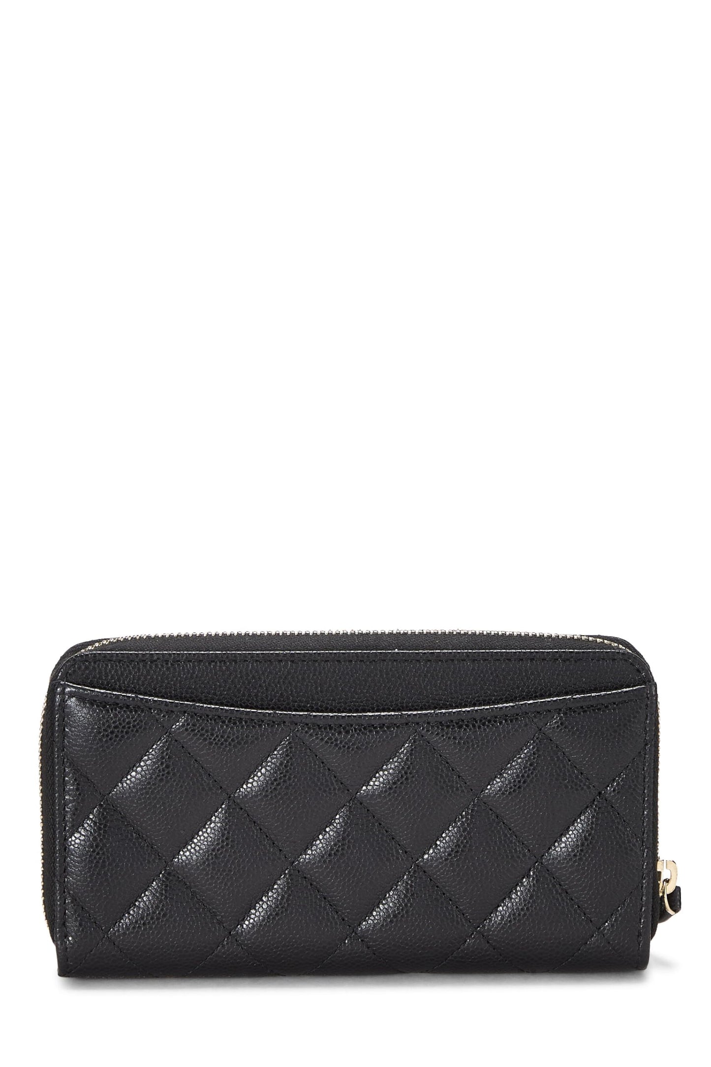 Chanel,  Black Quilted Caviar Zippy Small, Black