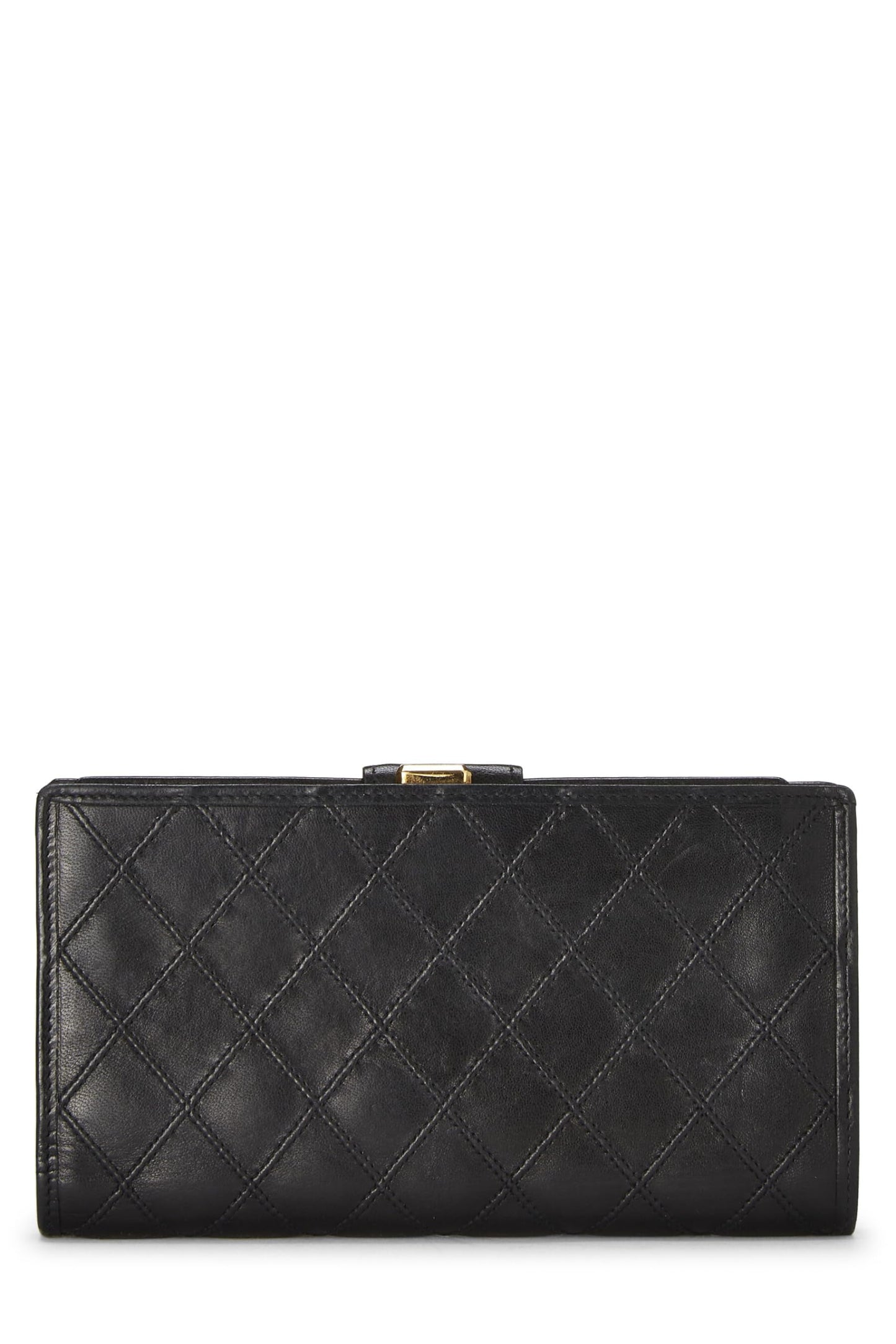 Chanel,  Black Lambskin Long Wallet, Black