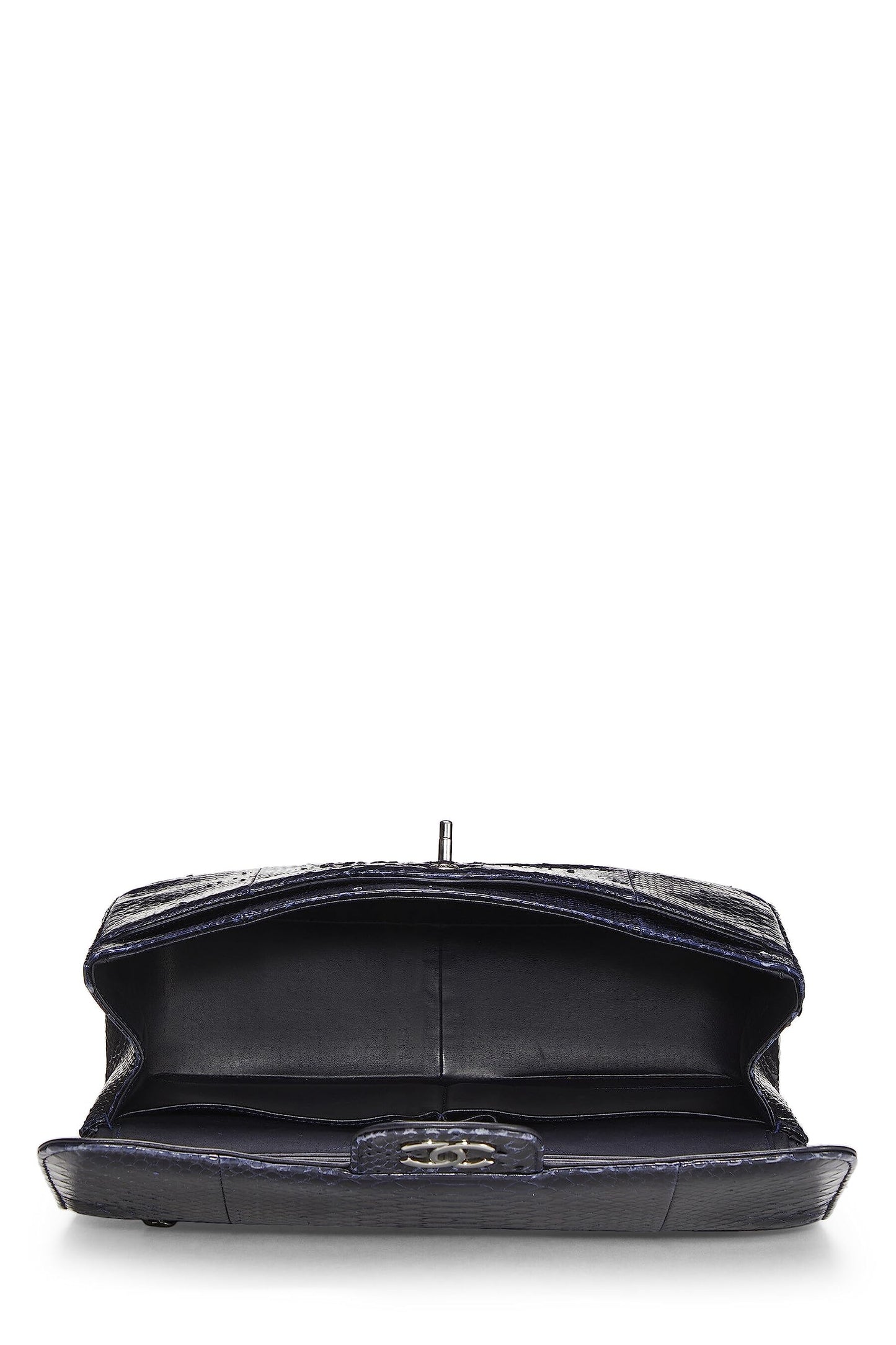 Chanel,  Navy Python New Classic Double Flap Jumbo, Navy