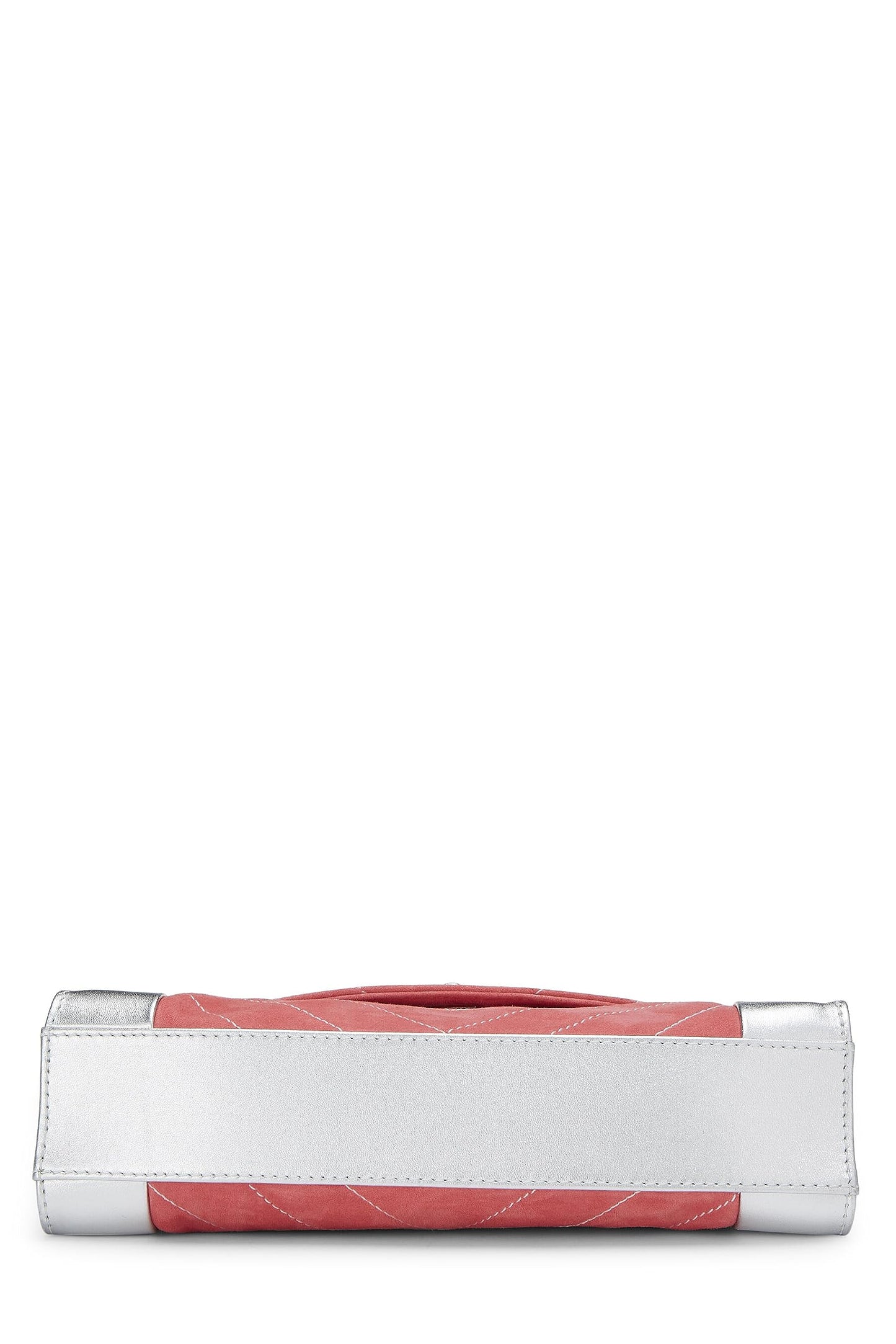 Chanel,  Pink Suede & Silver Leather Chevron Flap Medium, Pink