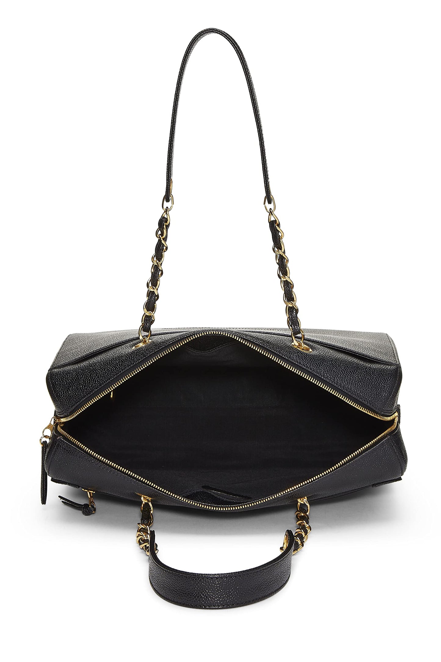 Chanel,  Black Caviar Zip Tote Small, Black