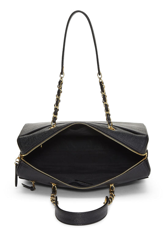 Chanel,  Black Caviar Zip Tote Small, Black