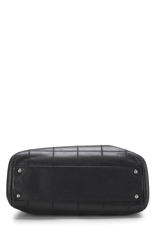 Chanel,  Black Calfskin Chocolate Bar Tote, Black