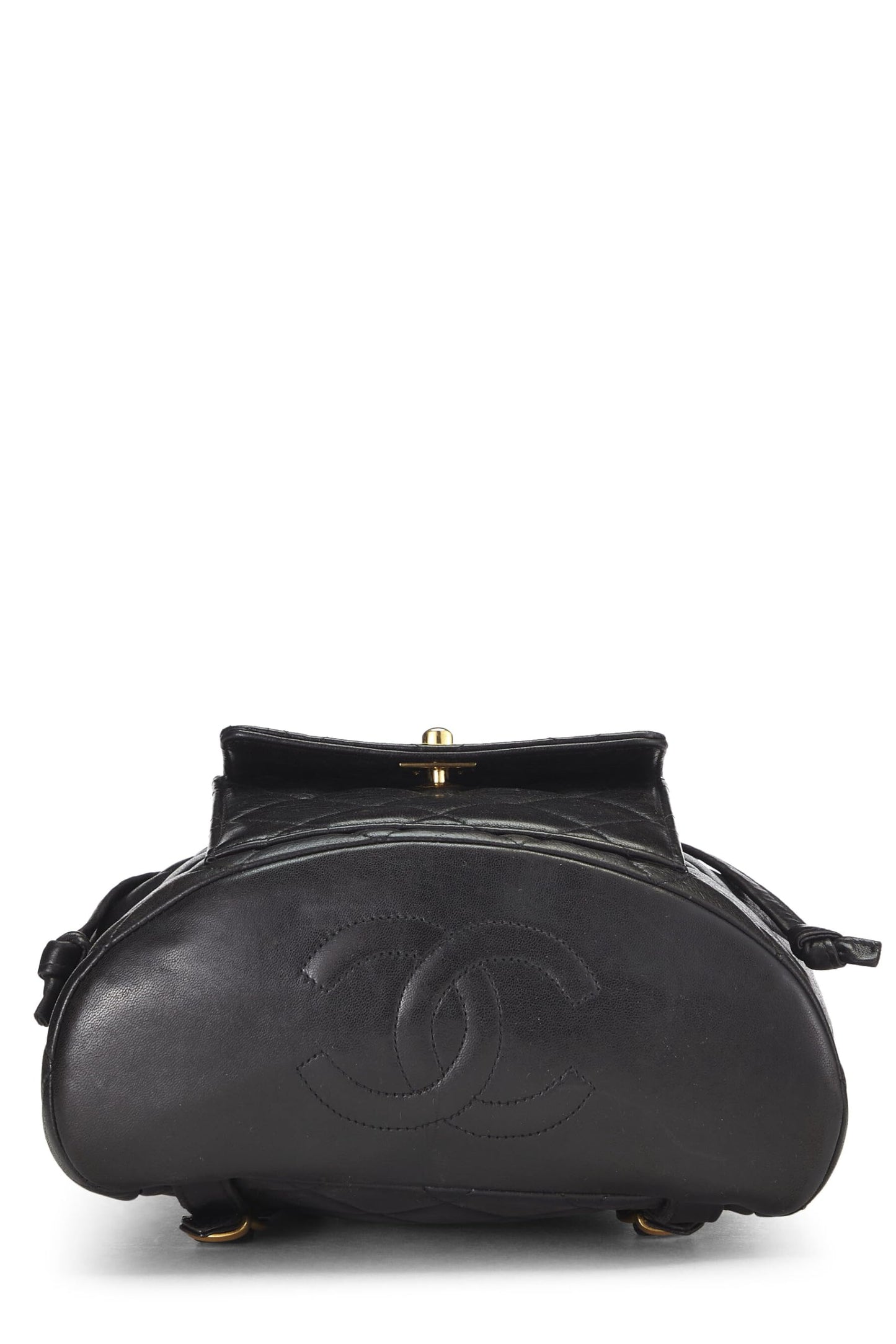 Chanel,  Black Quilted Lambskin Backpack Medium, Black