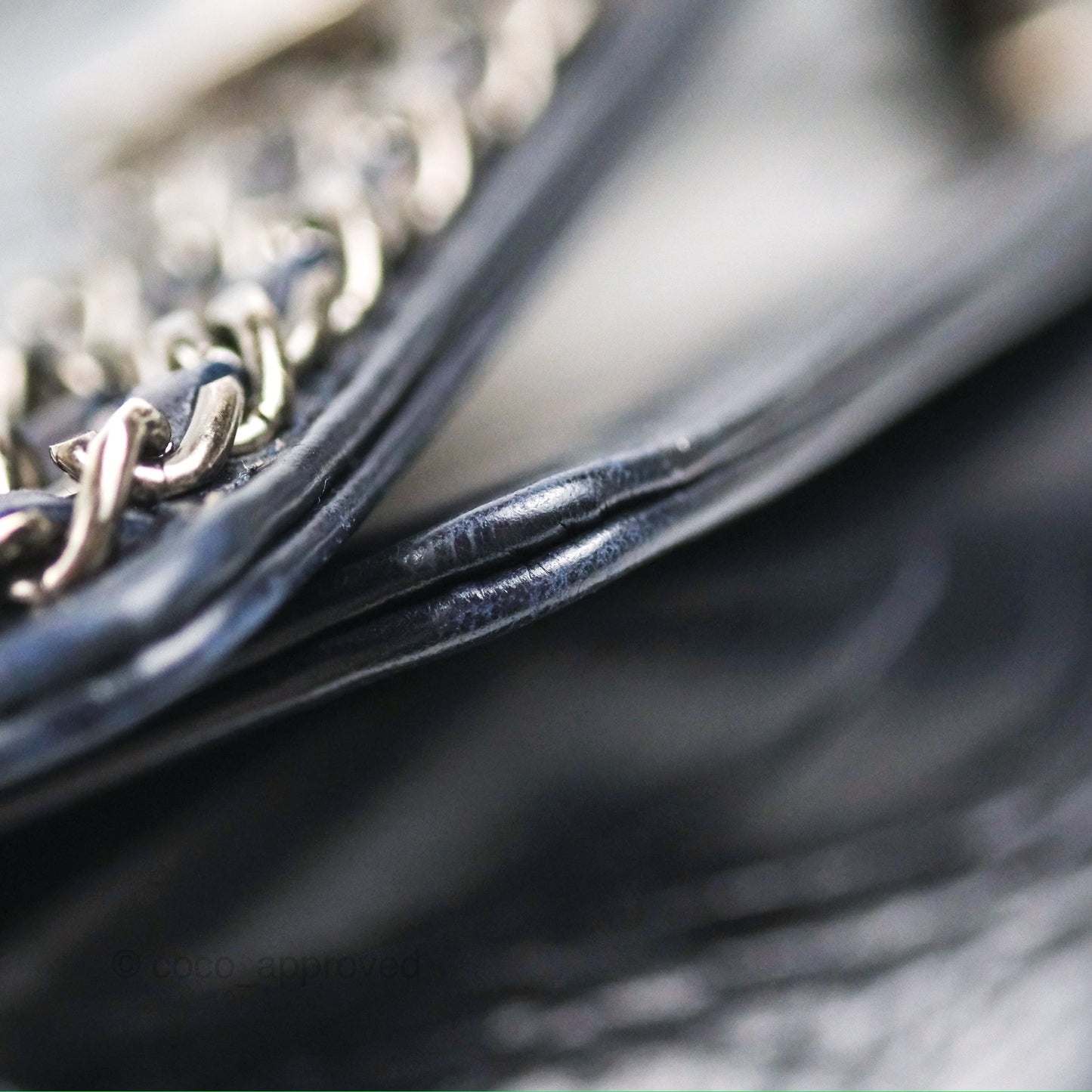 Chanel Small Chain Around Boy Dark Navy Glazed Calfskin Ruthenium Hardware