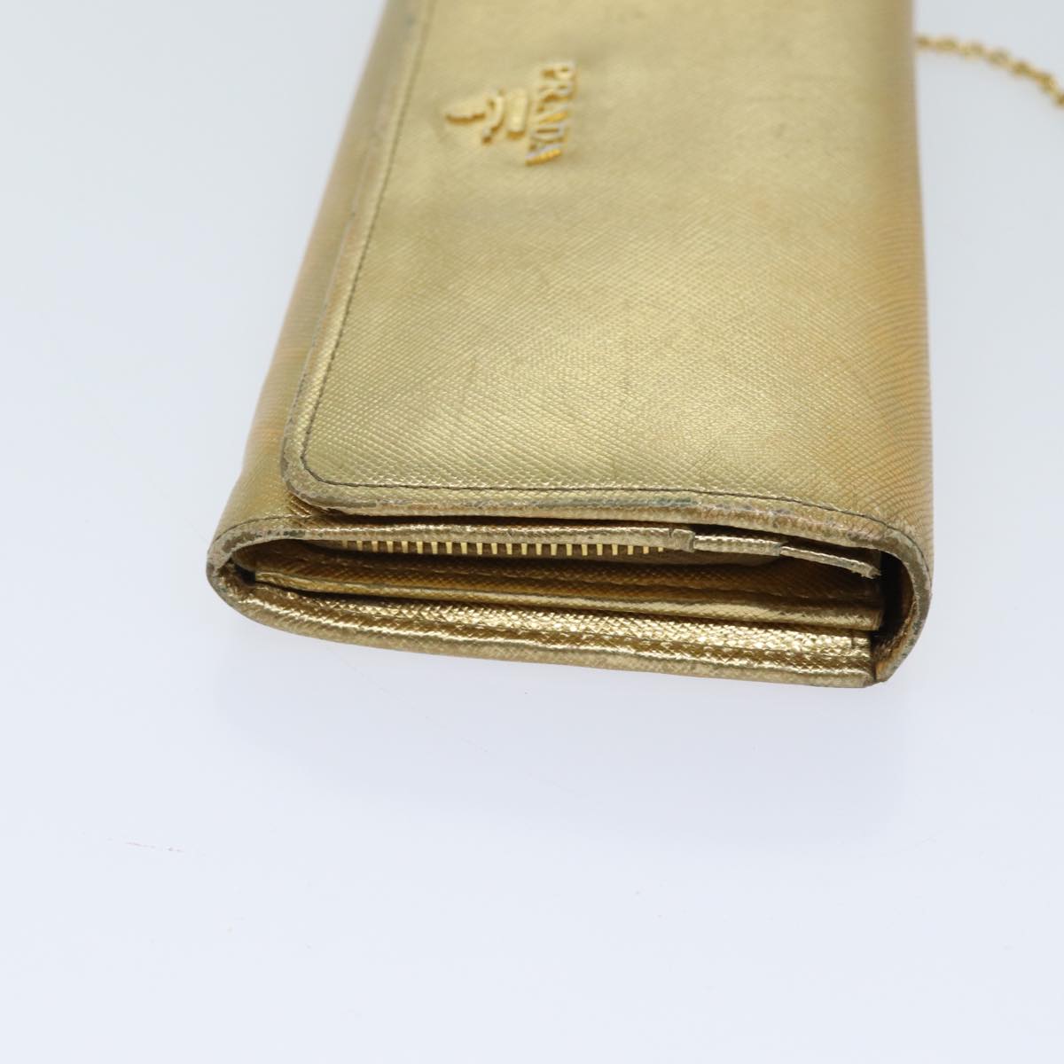Luxury PradaSafiano leather Long Wallet Gold Tone 72010
