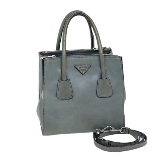 Luxury PradaHand Bag Leather 2way Gray 72026