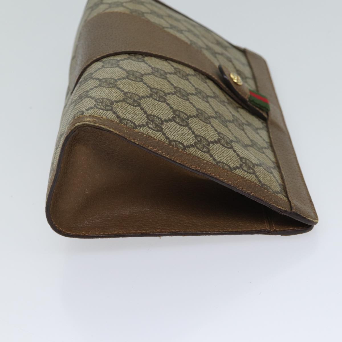 Luxury Gucci Trending 2025 GG Supreme Web Sherry Line Clutch Bag PVC Beige Green 89 01 033  72043