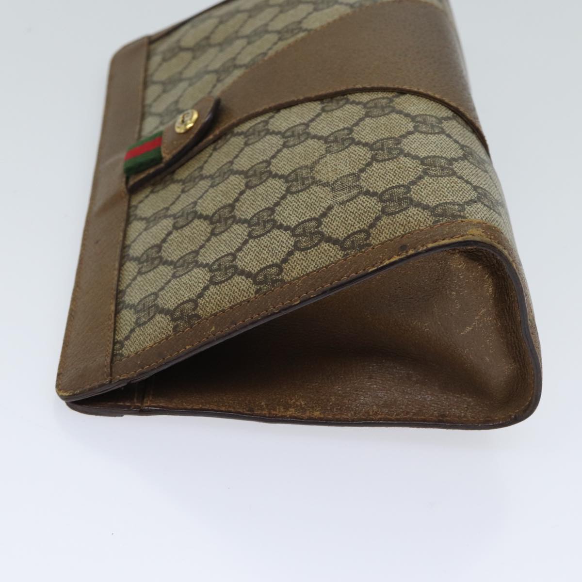 Luxury Gucci Trending 2025 GG Supreme Web Sherry Line Clutch Bag PVC Beige Green 89 01 033  72043