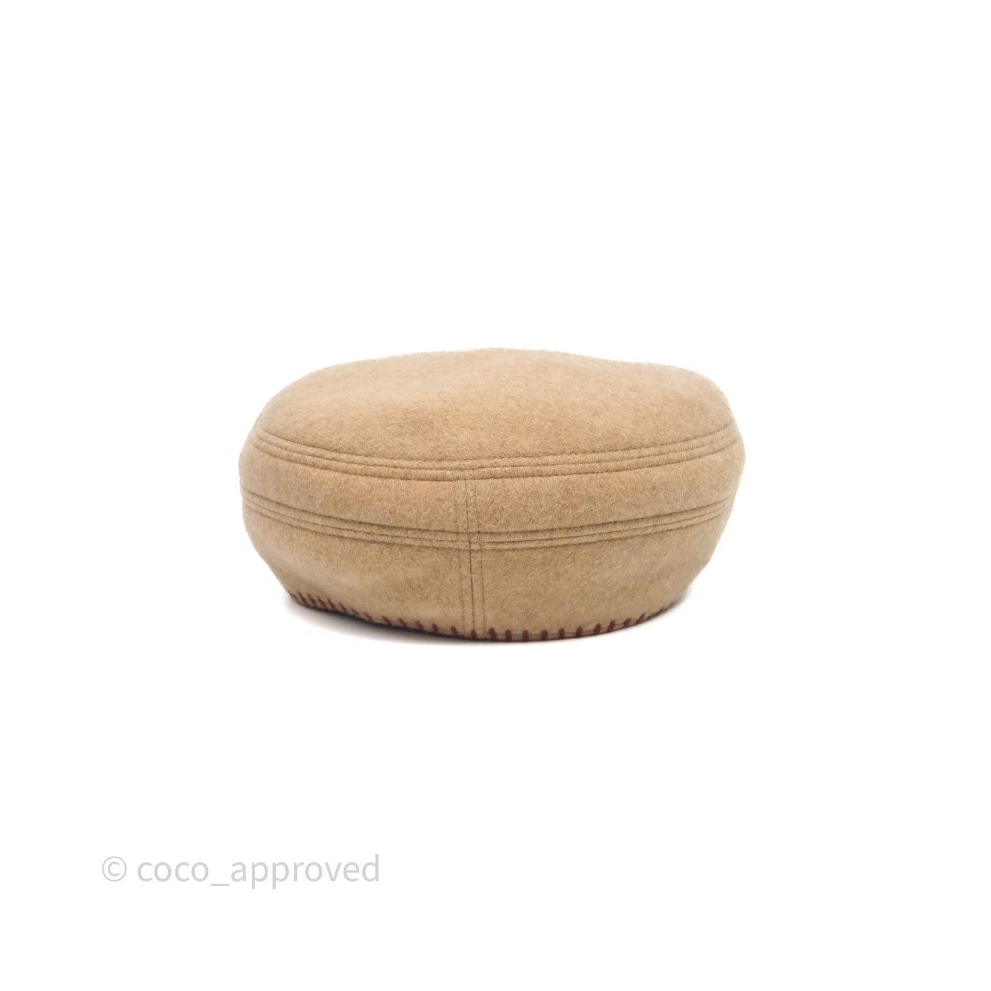 Hermès Saint Honore Beret Cashmere Biscuit 48/ Rouge H 55