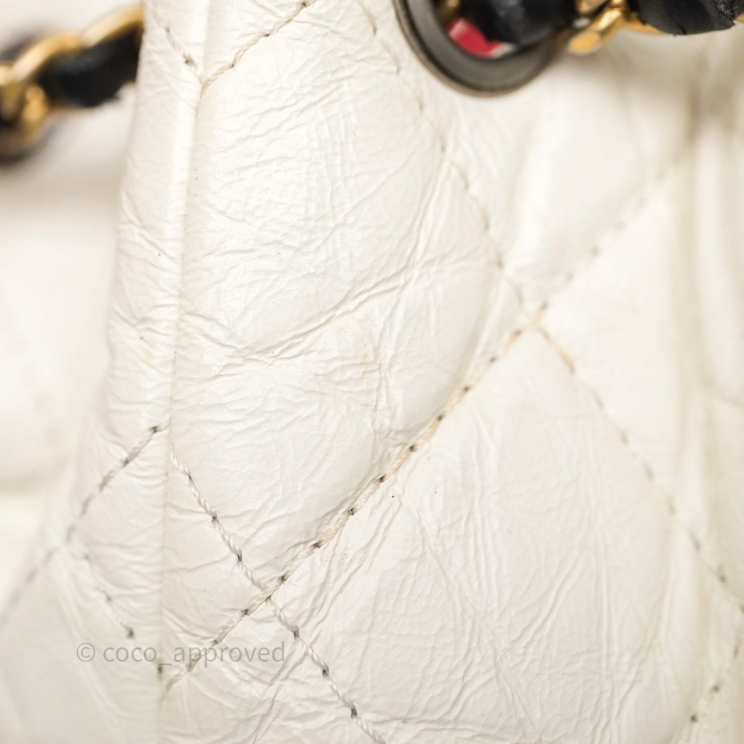 Chanel Small Gabrielle Backpack White Black Aged Calfskin