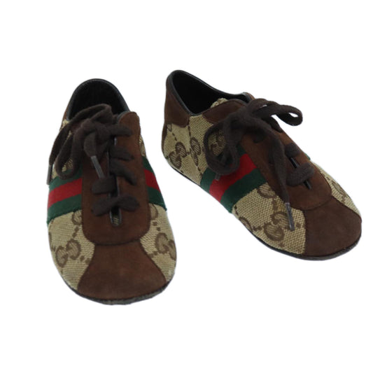 Luxury Gucci Trending 2025 GG Canvas Web Sherry Line Baby Shoes Beige Red Green  72077