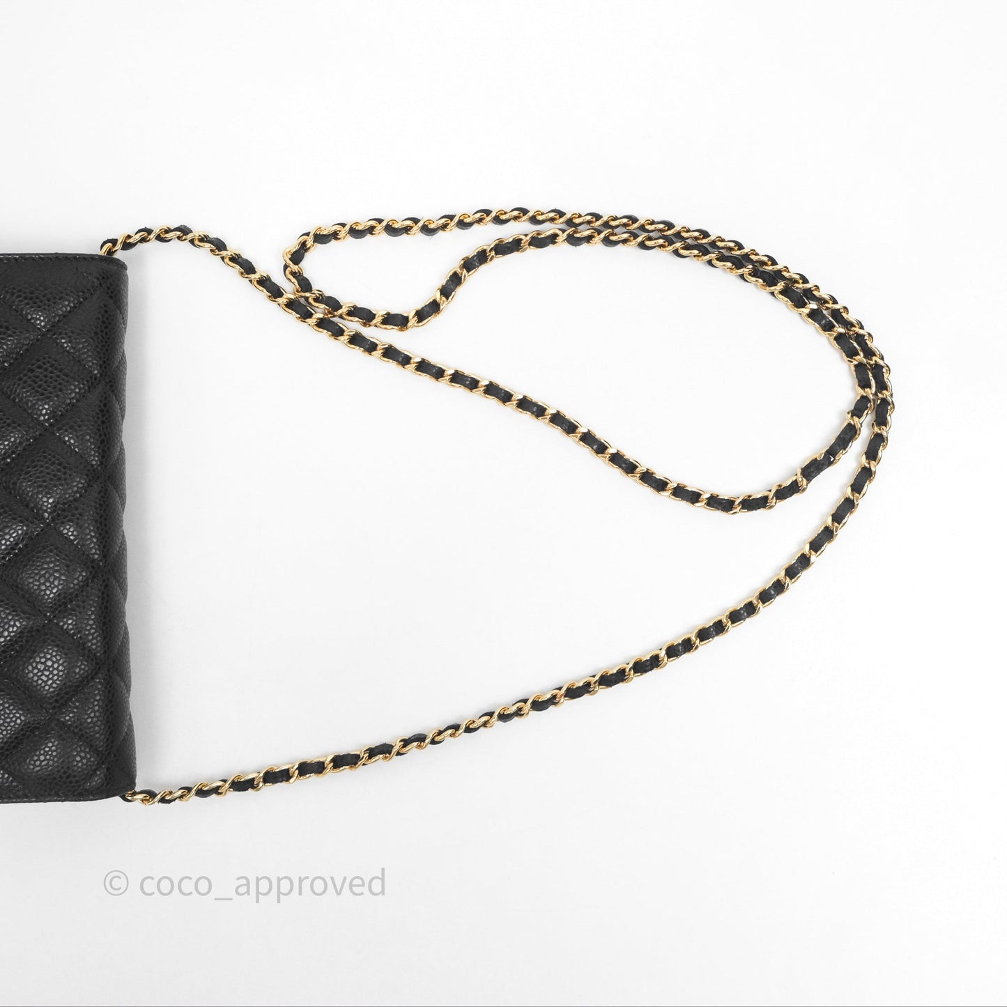 Chanel Classic Quilted Wallet On Chain WOC Black Caviar Gold Hardware