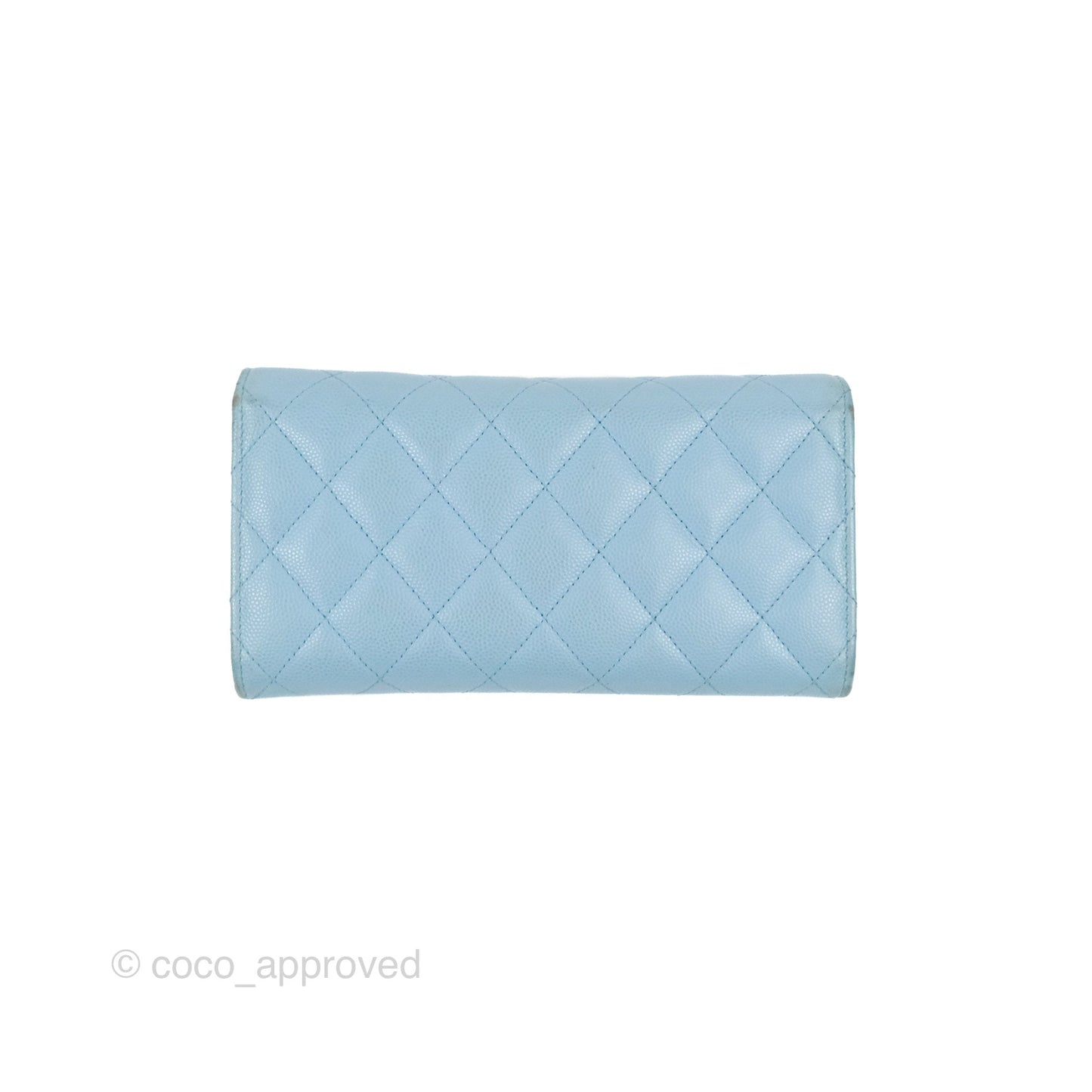 Chanel Long Flap Wallet Blue Caviar Gold Hardware