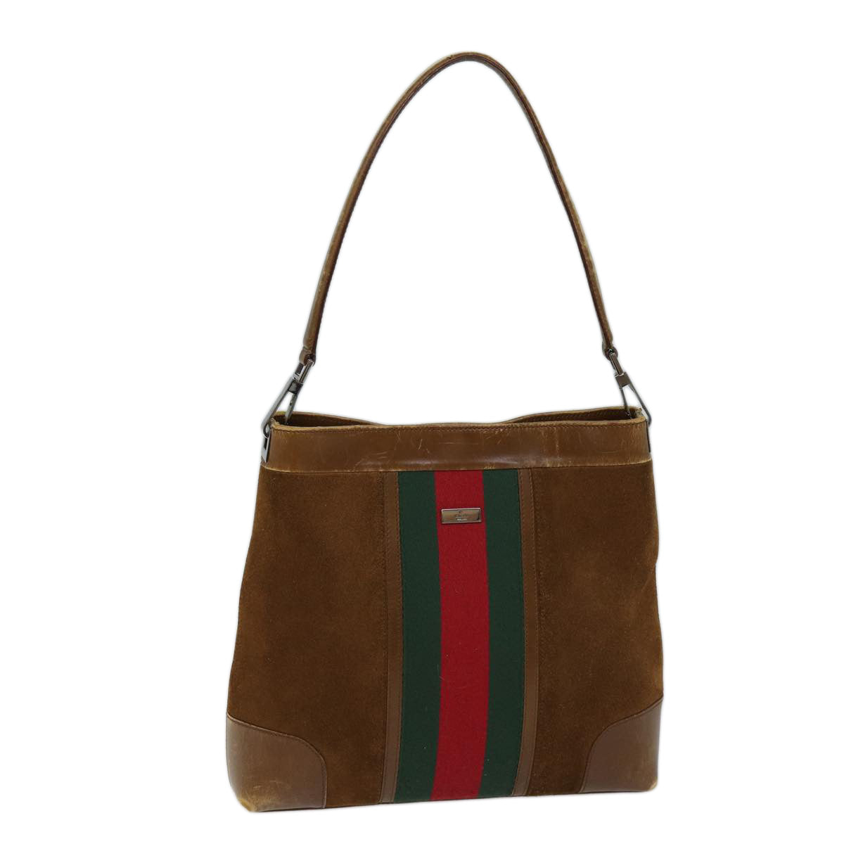 Luxury Gucci Trending 2025 Web Sherry Line Shoulder Bag Suede Brown Red Green 33900  72093