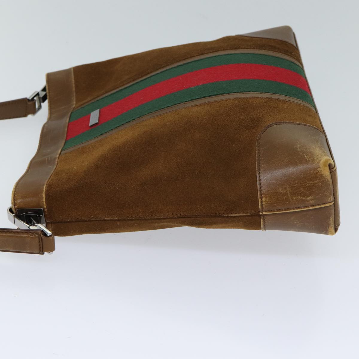 Luxury Gucci Trending 2025 Web Sherry Line Shoulder Bag Suede Brown Red Green 33900  72093
