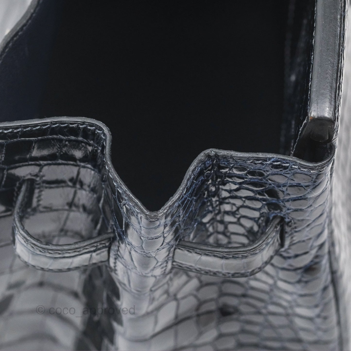 Hermès Birkin 35 Porosus Marine 78 Palladium Hardware