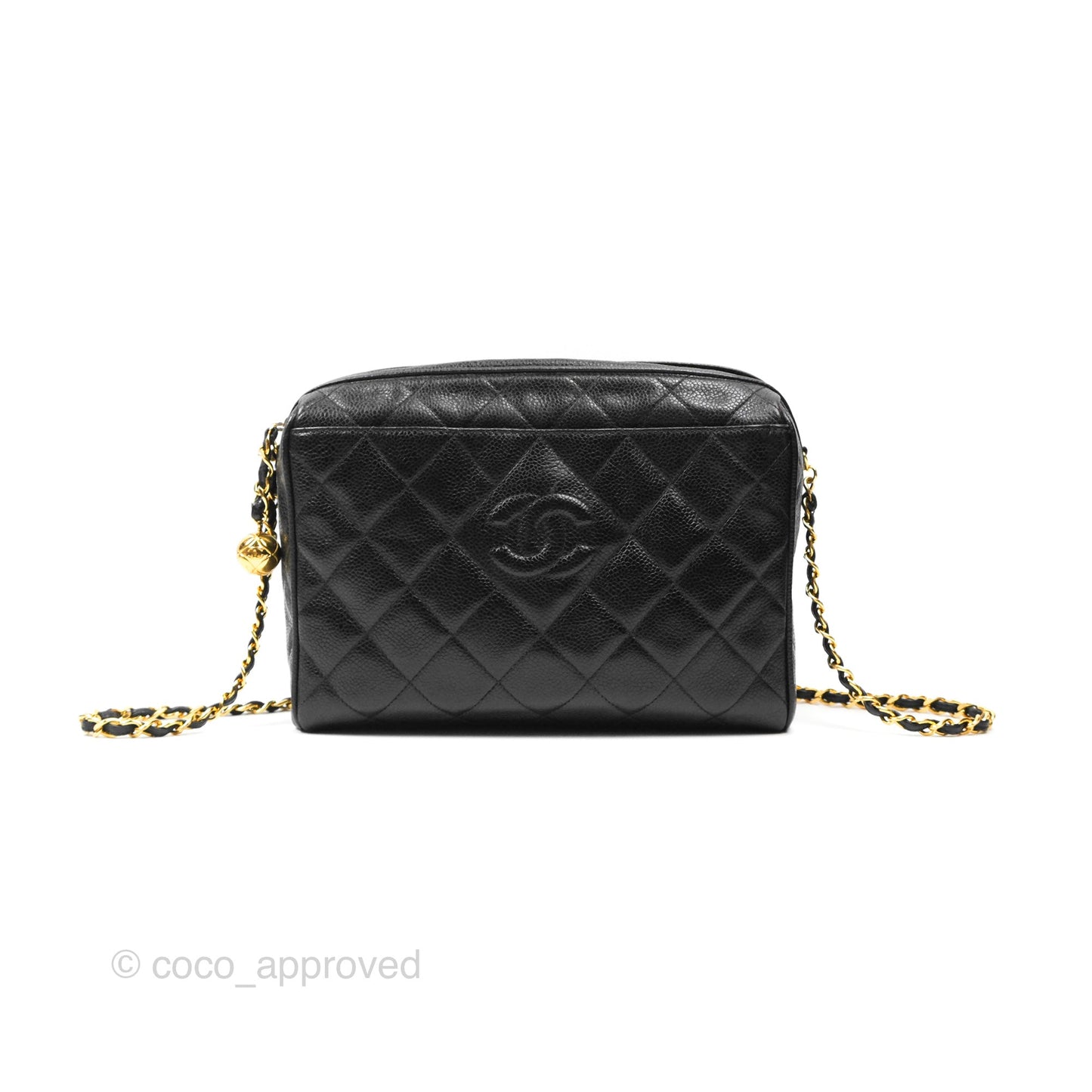 Chanel Vintage Camera Bag Black Caviar Gold Hardware