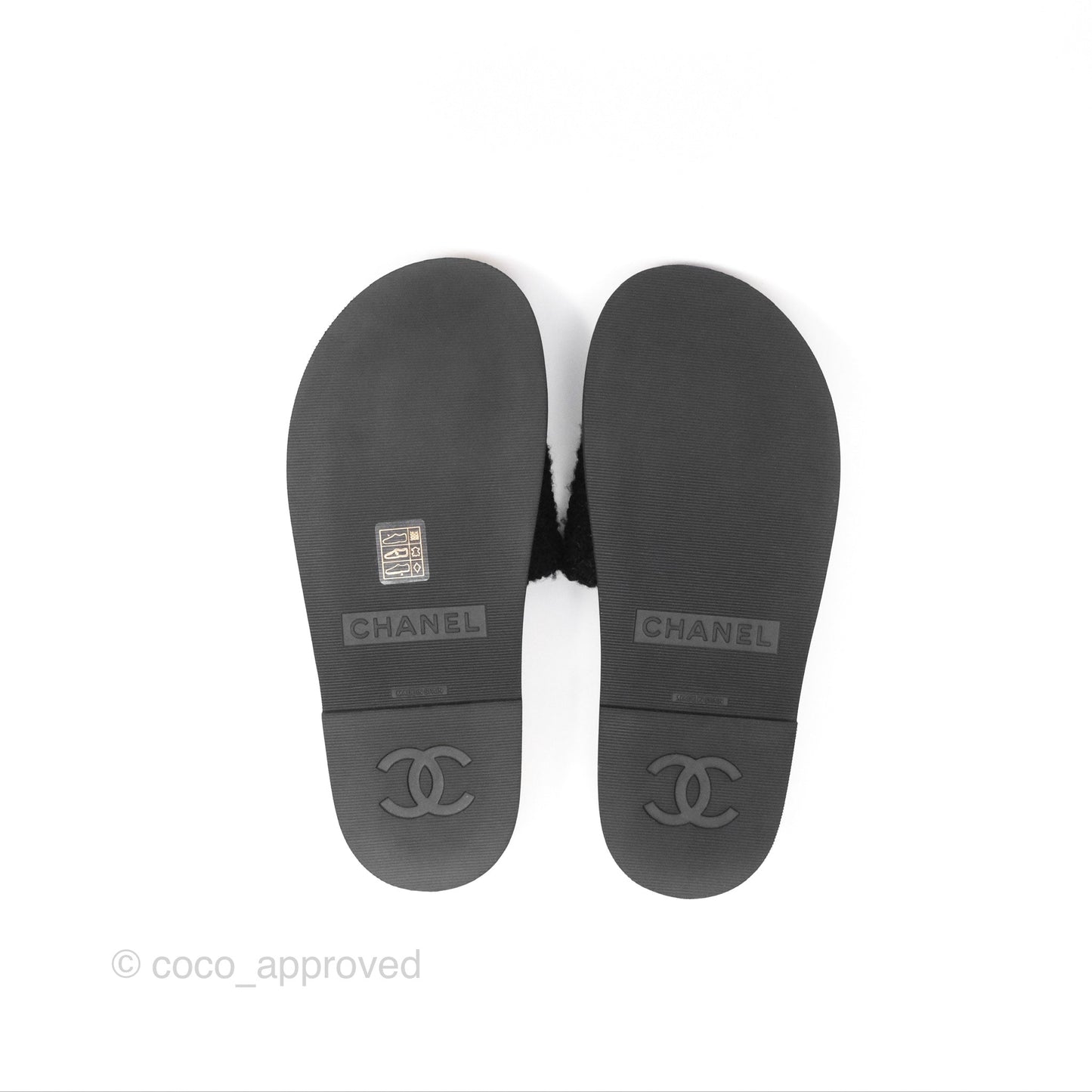 Chanel CC Mule Sandals Black Tweed Cork Size 36
