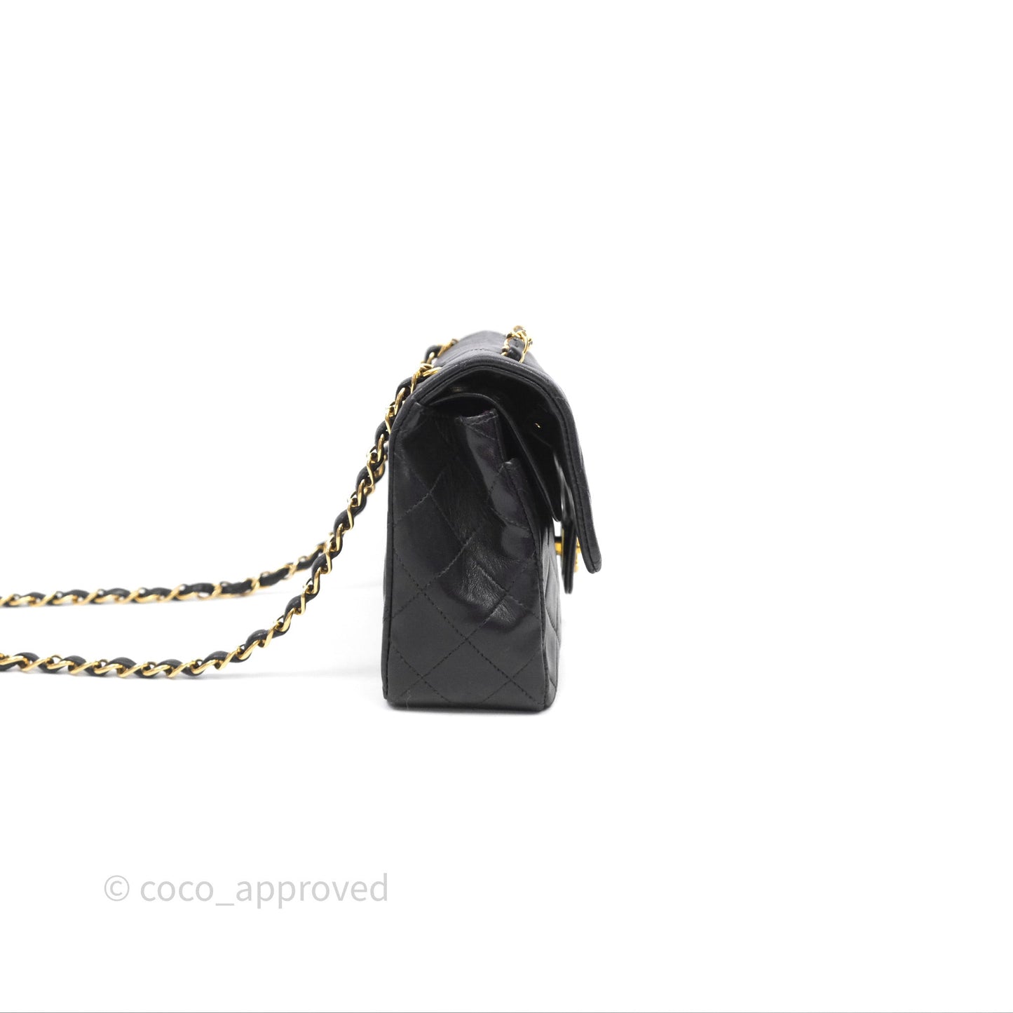Chanel Vintage Lambskin Small Double Flap Bag Black Gold Hardware