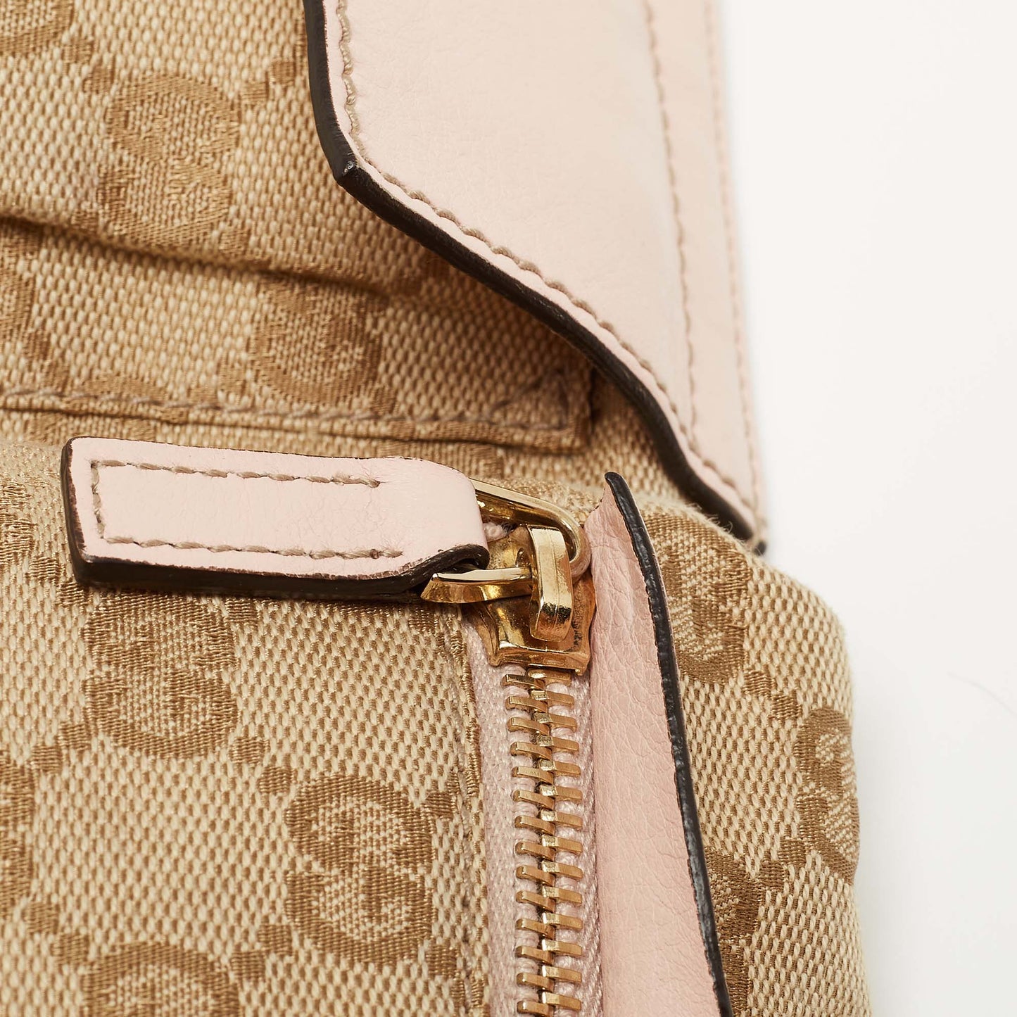 Luxury Gucci Trending 2025 Beige/pink Gg Canvas And Leather Double Pocket Belt Bag