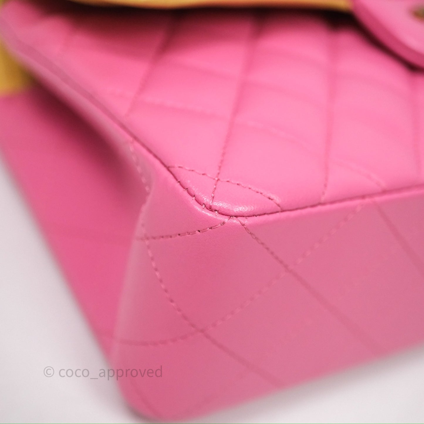 Chanel Small Classic Flap Quilted Pink Lambskin Rainbow Hardware