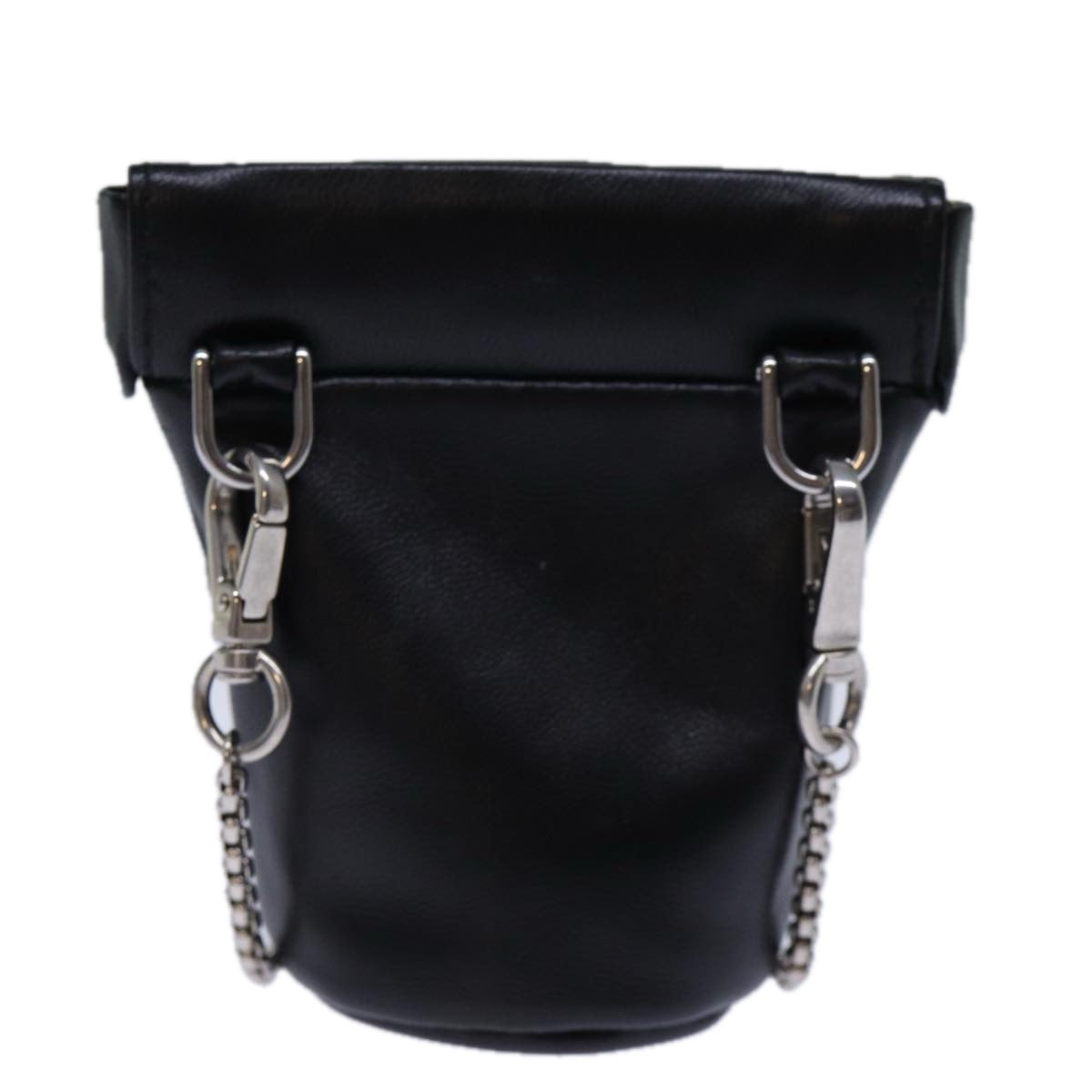 Luxury PradaChain Shoulder Pouch Leather Black 72105