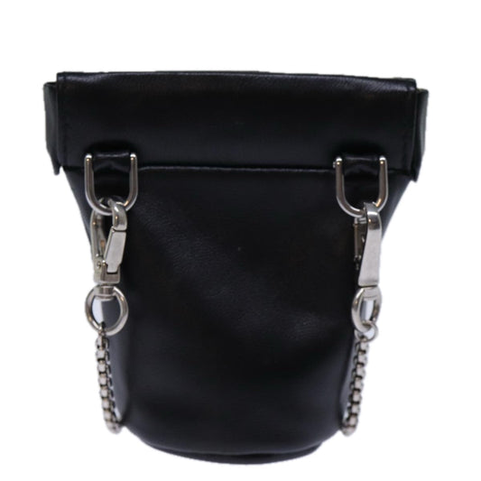 Luxury PradaChain Shoulder Pouch Leather Black 72105